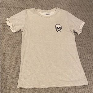 Lauren Moshi T-shirt Stripe Skull Patch Rare